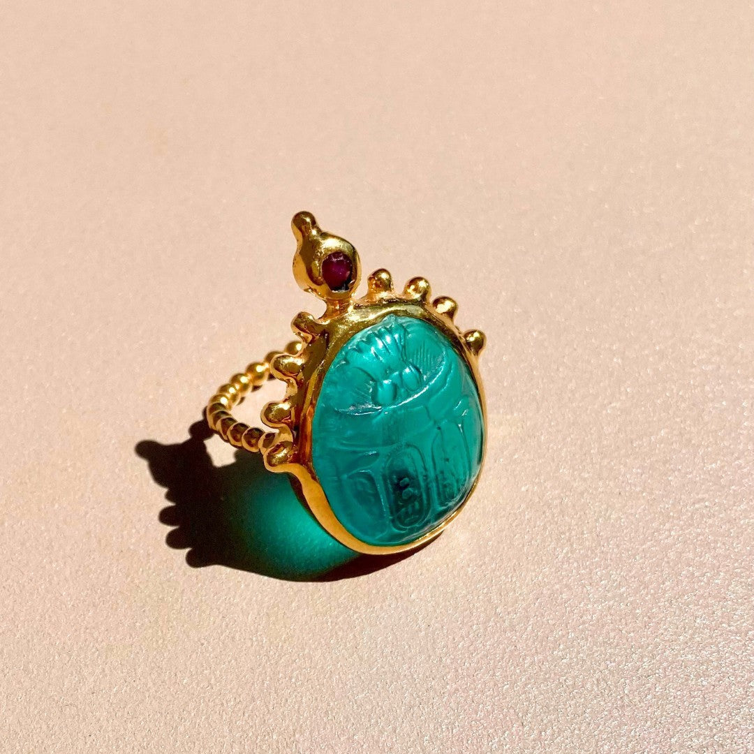 AFTHONIA-Mymosaa_bijoux_de_Mediterranee_bague_verte_argent_or_24K