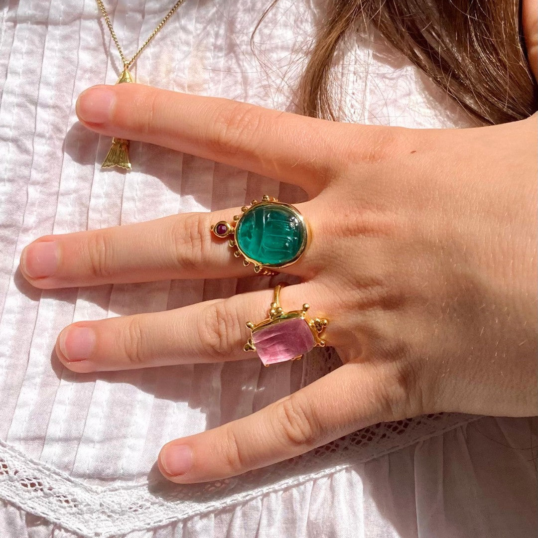 AFTHONIA-Mymosaa_bijoux_de_Mediterranee_bague_verte_argent_or_24K_porte