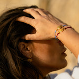 Ofrynio-Bracelet avec medaillon en forme de terre et d oiseau en argent massif redore d or 24k sur lien